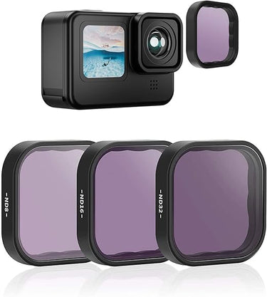 TELESIN 3 Pack filtros de Lente ND8 ND16 ND32 para GoPro Hero 11 10 9 Lente de cámara Densidad Neutra y Filtro de Lente polarizador Juego de filtros de Lente para GoPro Hero 11 Hero 10 Hero 9